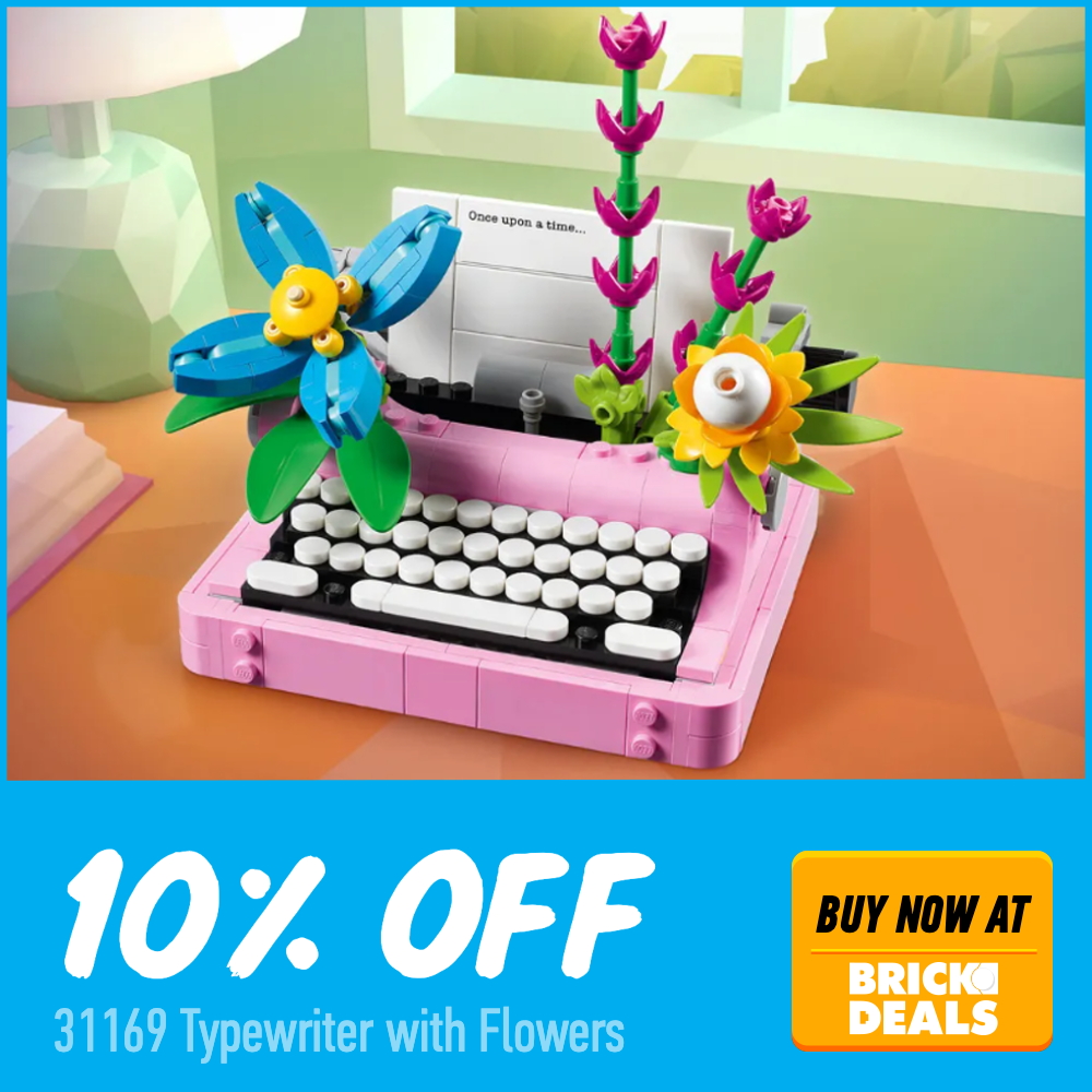 LEGO Creator 3 in 1 31169 Typewriter with Flowers Brick Deals 10 off deal card