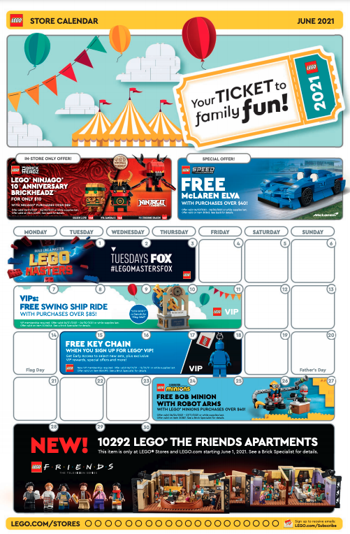 LEGO Store Calendar June 1